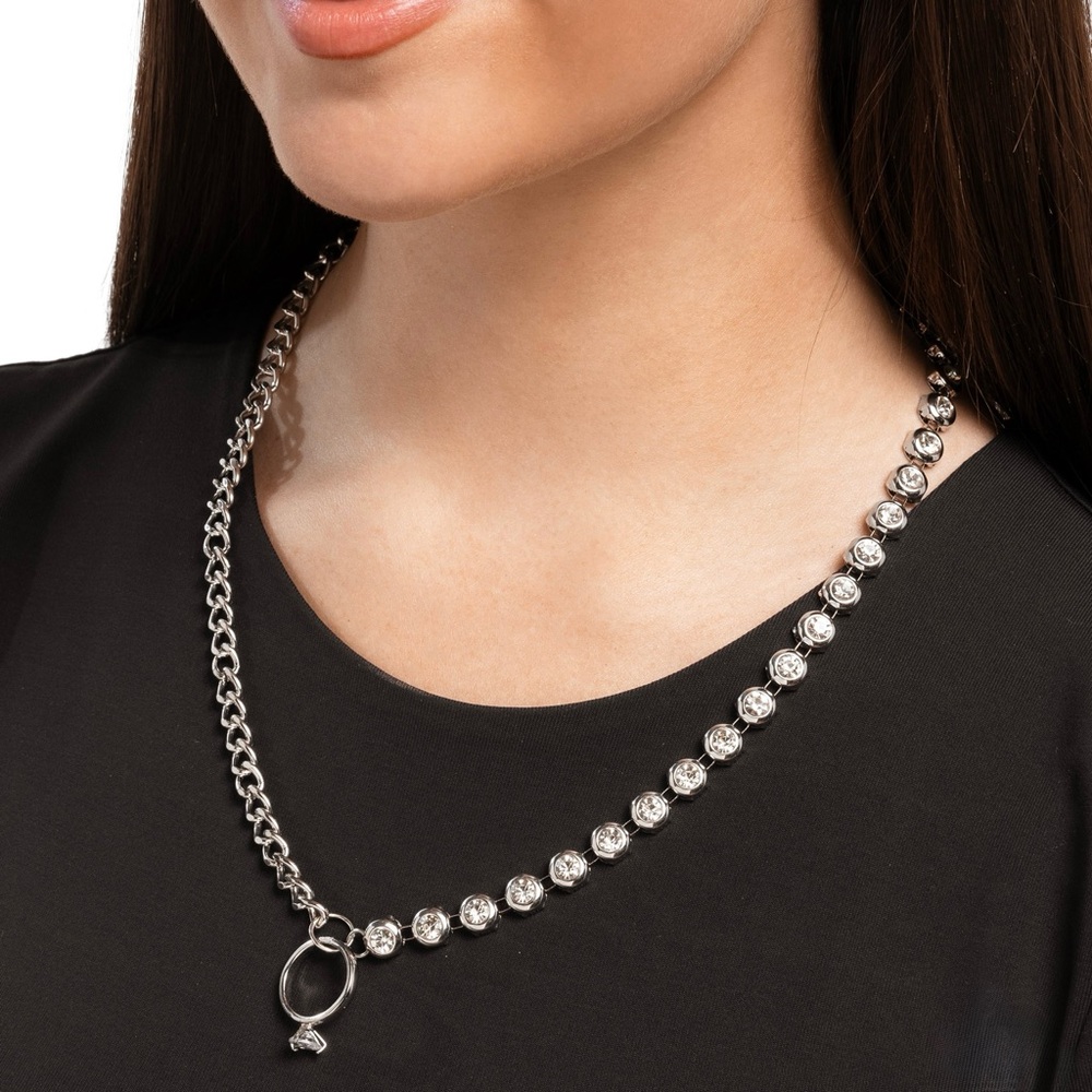 Silver Necklace with Crystal Accents